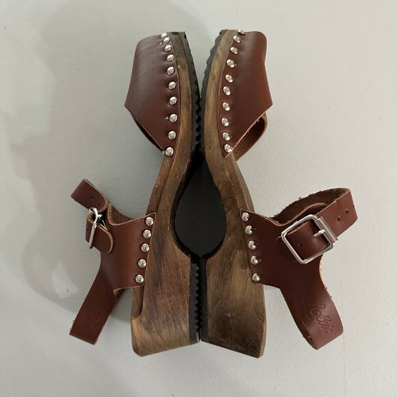 Lotta From Stockholm Brown Leather Wooden Clog Sandals Women’s EU 36 US 7 - Picture 5 of 6